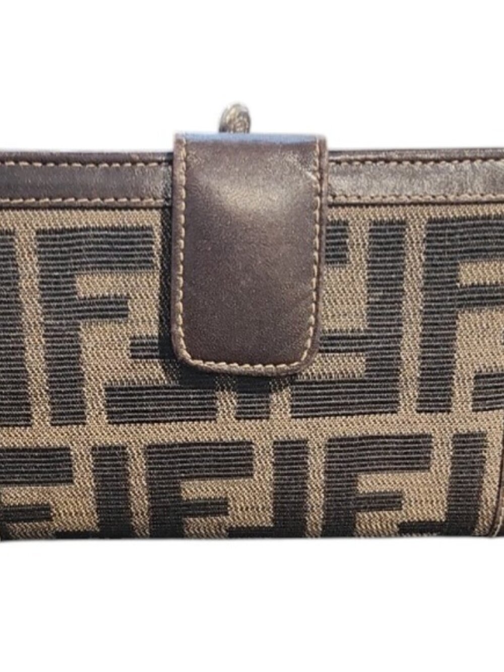 Fendi | Brown Zucca Canvas & Leather | Snap Wallet | missing kisslock